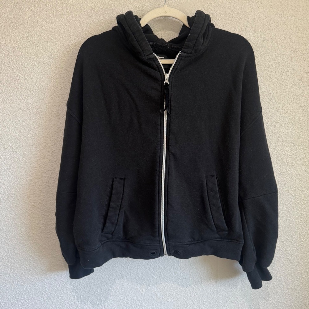 UGG RTW Black Fleece Lined Full Zip Hoodie Jacket Womens Size Medium Cozy Lounge